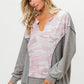 BiBi Heather Grey Camo Printed French Terry Knit Top