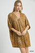 Umgee Metallic Leopard Print V-Neck Kimono Dress Brown