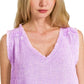 Zenana Double Gauze Raw Edge Acid Washed Tank B LAVENDER