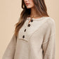 Annie Wear Half Button Ribbed Hem Sweater Sweaters