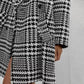Houndstooth Collared Neck Long Sleeve Coat with Pockets - DAVERRI FASHIONS