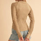 Aemi+Co Mock Neck Ribbed Knit Top with Crochet Sleeve - DAVERRI FASHIONS