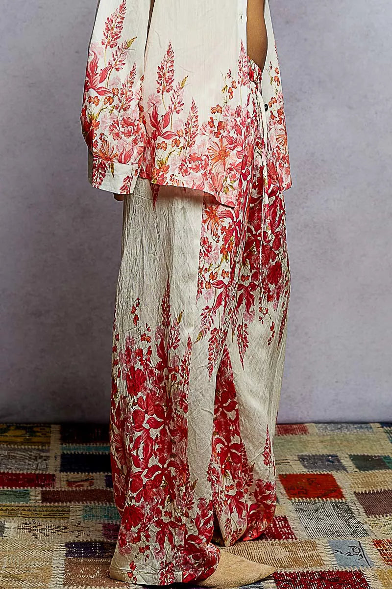 POL Floral Printed Woven Wide Leg Drawstring Pants | Pants Daverri Fashions