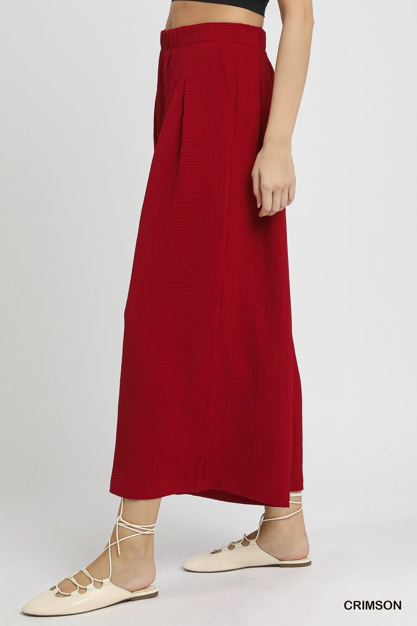 Umgee Elastic Waist Wide Leg Pants Pants