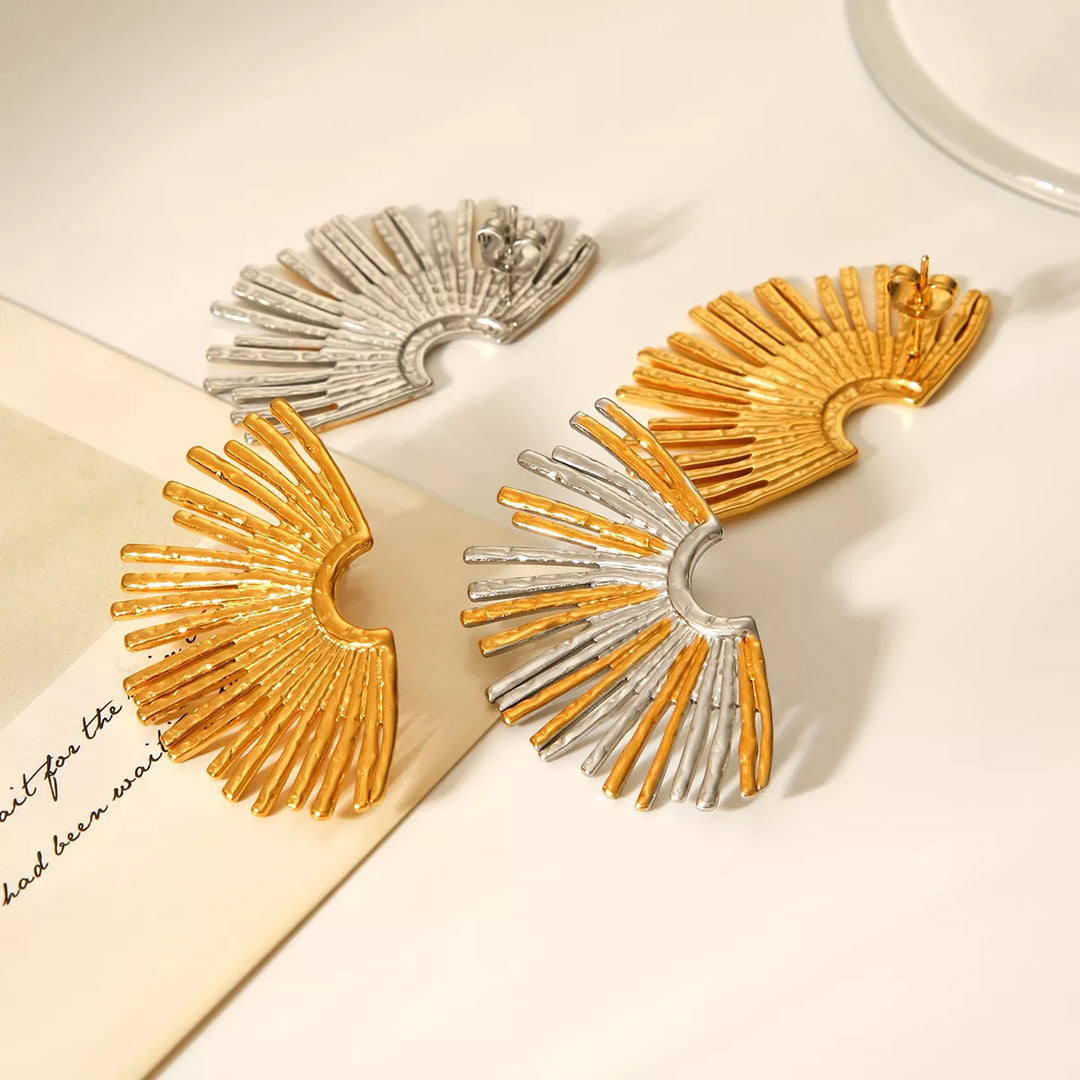 Stainless Steel Fan-Shaped Earrings | Earrings Daverri Fashions