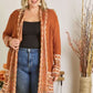 ADORA Plus Size Fringe Hem Aztec Border Cardigan - DAVERRI FASHIONS