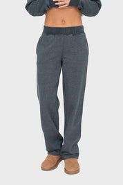 Mono B Elastic Waist Fleece Pants with Pockets JUNGLE GREEN Lounge Pants