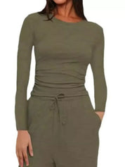 Daverri Fashions Full Size Casual Long Sleeve Top and Pants Set Plus Size - DAVERRI FASHIONS