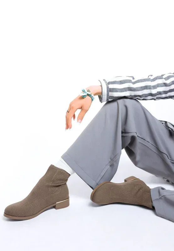 Rosamund Knitted Sock Boots - DAVERRI FASHIONS