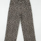 Leopard Straight Loose Leg Raw Hem Jeans - DAVERRI FASHIONS