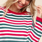 Haptics Full Size Striped Contrast Side Slit Knit Top - DAVERRI FASHIONS
