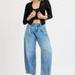 RISEN Full Size Mid Rise Fit Crop Wide Volume Leg Jeans Plus Size Jeans