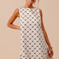 SO ME Texture Bow Printed Mini Ruffle Dress