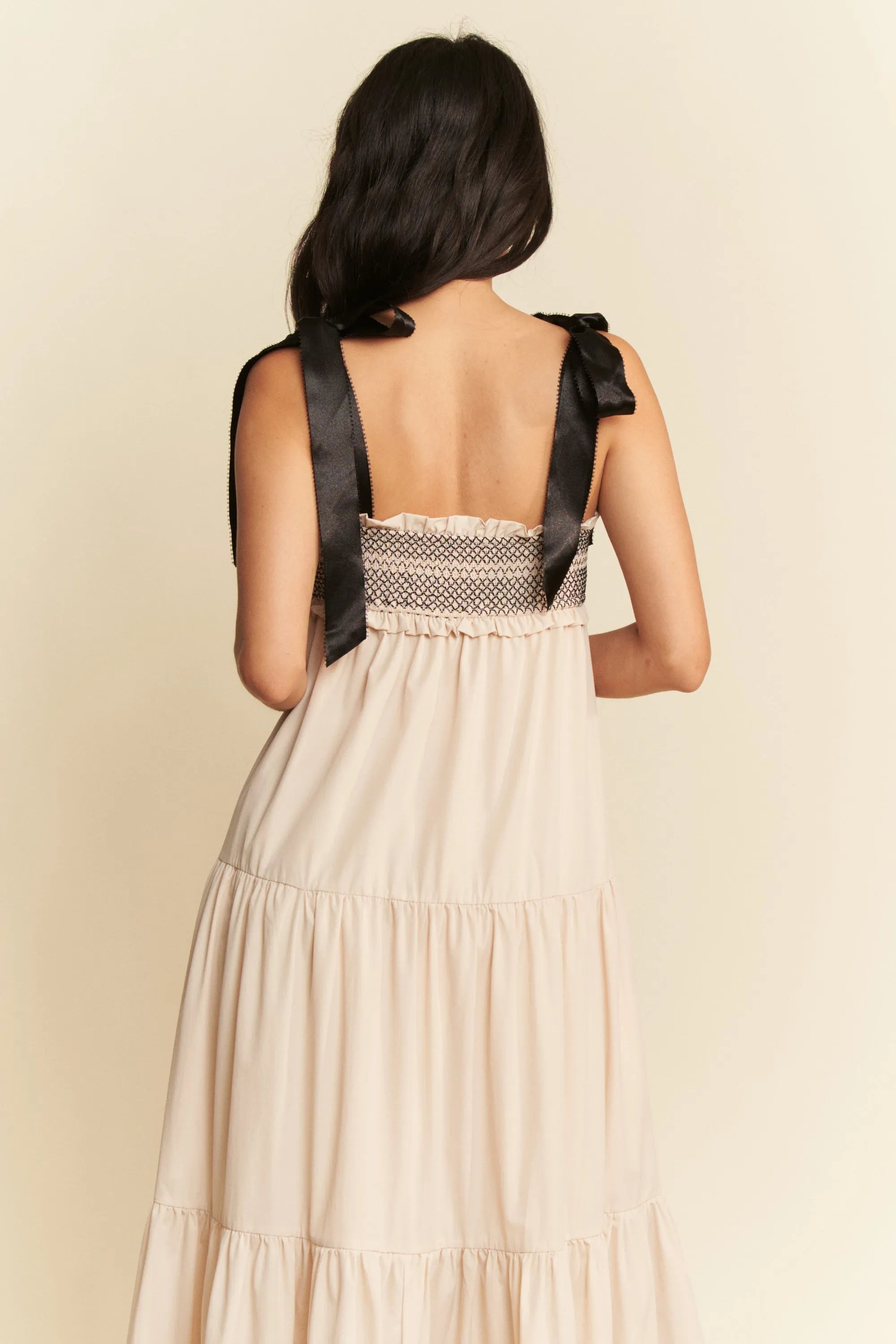 Davi & Dani Multi Contrast Smocked Bodice Straps Maxi Dress | Maxi Dresses Daverri Fashions