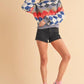 Aemi + Co Diamond Mock Neck Raglan Sleeve Sweater Sweaters