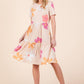 BOMBOM Floral Round Neck Short Sleeve Tiered Dress Apricot