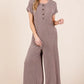 BOMBOM Rib Knit Jumpsuit with Button Detail Jumpsuits