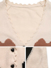 Heart Pattern Button-Up Cardigan | Cardigans Daverri Fashions