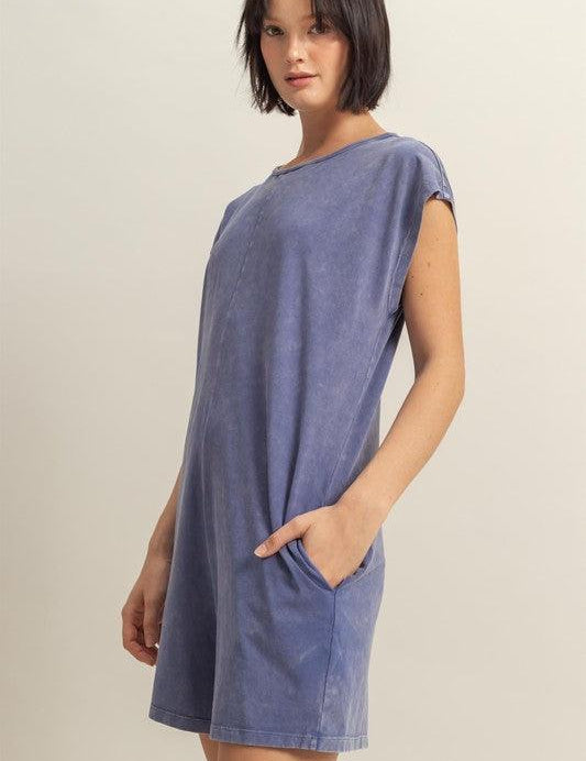 HYFVE Round Neck Cap Sleeve Relaxed Fit Breezy Romper | Rompers Daverri Fashions