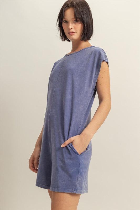 HYFVE Round Neck Cap Sleeve Relaxed Fit Breezy Romper | Rompers Daverri Fashions