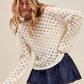 SO ME Geometric Pattern Open Knit Lightweight Sweater Sweaters
