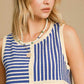 Umgee Round Neck Texture Striped Tank Tank Tops