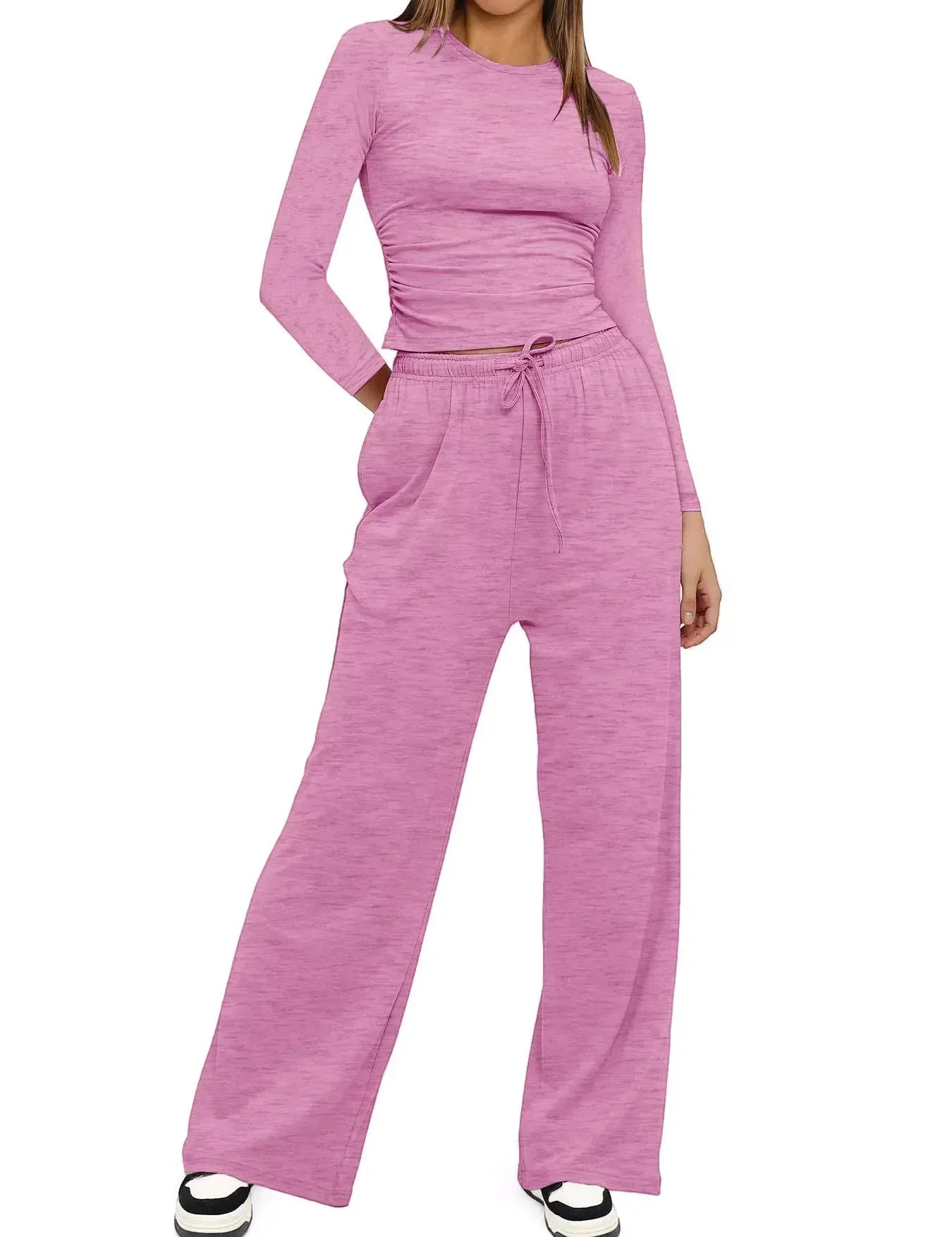 Daverri Fashions Full Size Casual Long Sleeve Top and Pants Set Plus Size - DAVERRI FASHIONS