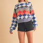 Aemi + Co Diamond Mock Neck Raglan Sleeve Sweater Sweaters