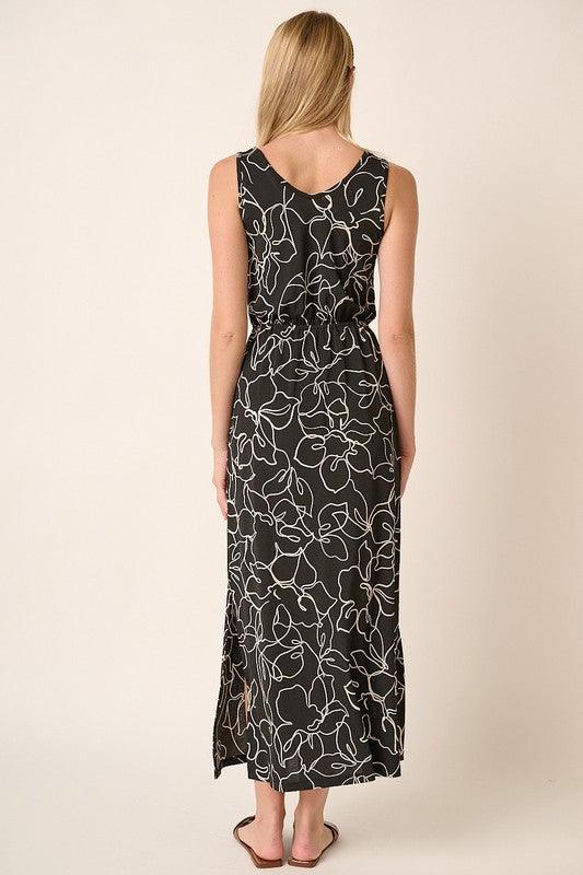 Mittoshop Side Slit Flower Print V-Neck Sleeveless Dress | Daverri Fashions