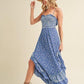 Aemi + Co Blue Ditsy Floral Ruffled Hem Maxi Cami Dress Cami Dresses