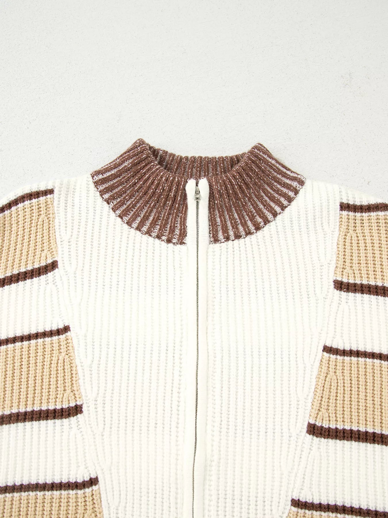 Stripe Half Zip Drop Shoulder Sweater | Sweaters Daverri Fashions