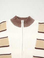Stripe Half Zip Drop Shoulder Sweater | Sweaters Daverri Fashions