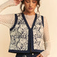 Davi & Dani Lace Patch Open Front Denim Vest - DAVERRI FASHIONS