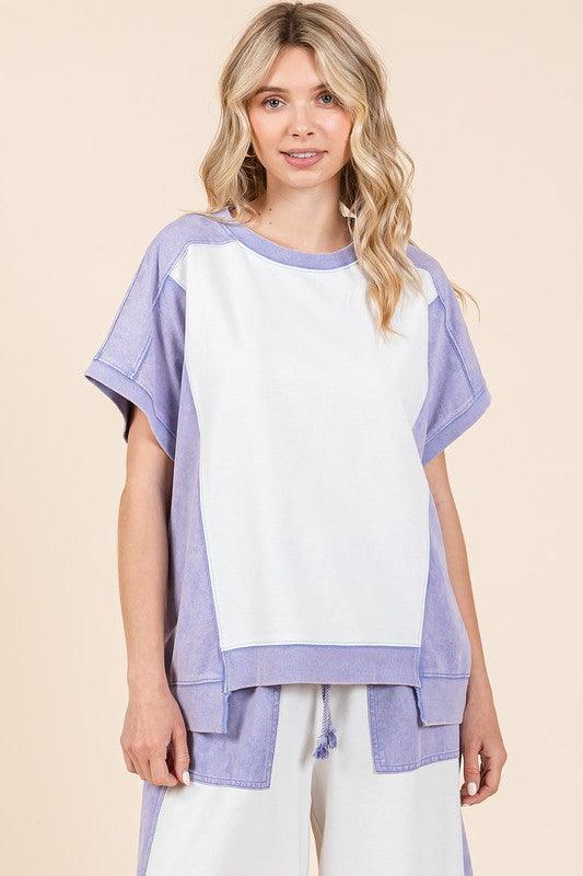 Mittoshop Oversized Color Block Short Sleeve T-Shirt