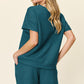 Double Take Full Size Texture Short Sleeve T-Shirt and Drawstring Shorts Set Outfit Sets