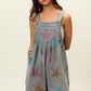 BiBi Star Rhinestone Washed Wide Leg Shortalls Shortalls