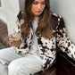 Cow Print Collared Neck Jacket - DAVERRI FASHIONS