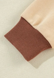 Daverri Fashions Color Block Johnny Collar Long Sleeve Sweatshirt - DAVERRI FASHIONS