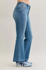 Judy Blue Full Size Mid Rise Slim Bootcut Tummy Control Release Hem Jeans Plus Size | Jeans Daverri Fashions