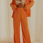 Button Up Long Sleeve Top and Pants Set - DAVERRI FASHIONS