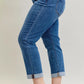 Judy Blue Full Size Mid Rise BF Classic Cuffed Jeans Plus Size - DAVERRI FASHIONS