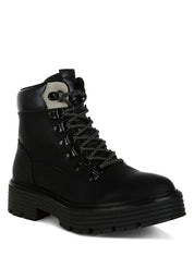 Black Boskoff Lace-Up Chunky Warm Ankle Boots | Boots Daverri Fashions