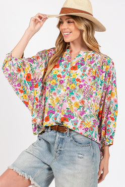 SAGE + FIG Button Down Floral Shirt - DAVERRI FASHIONS