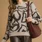 Umgee Heart Print Crew Neck Sweater - DAVERRI FASHIONS