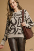 Umgee Heart Print Crew Neck Sweater - DAVERRI FASHIONS