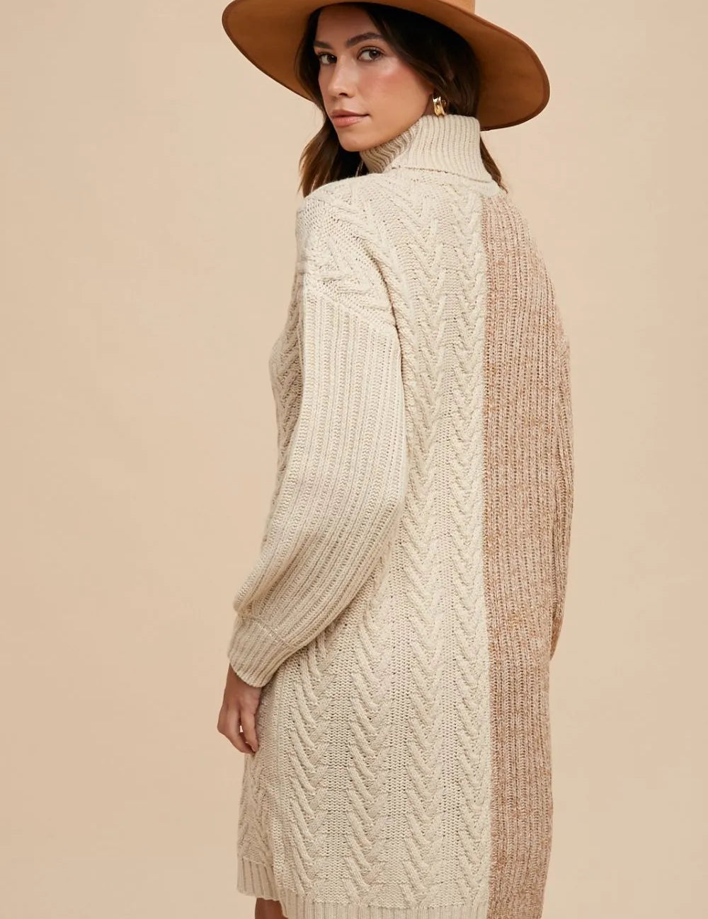 Annie Wear Color Block Turtleneck Sweater Dress | Sweaters Daverri Fashions