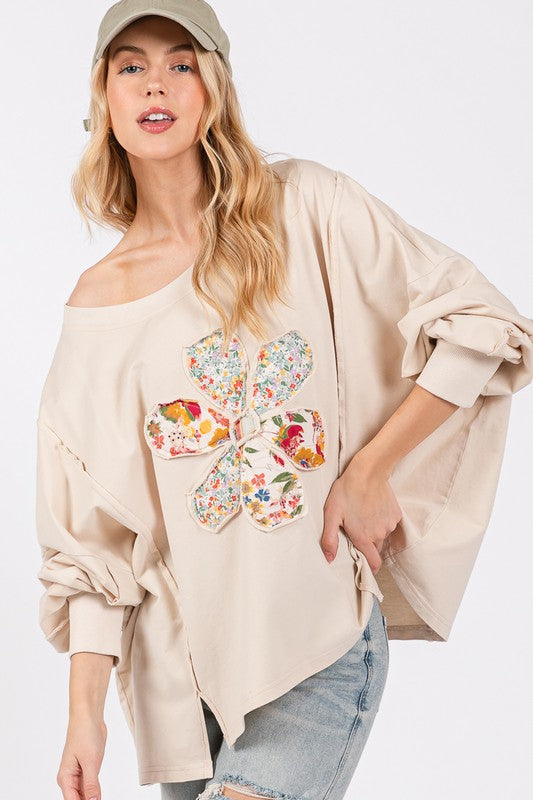 SAGE + FIG Flower Patch Dropped Shoulder Oversize Top