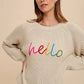 Annie Wear HELLO Embroidered Raglan Sleeve Sweater Sweaters
