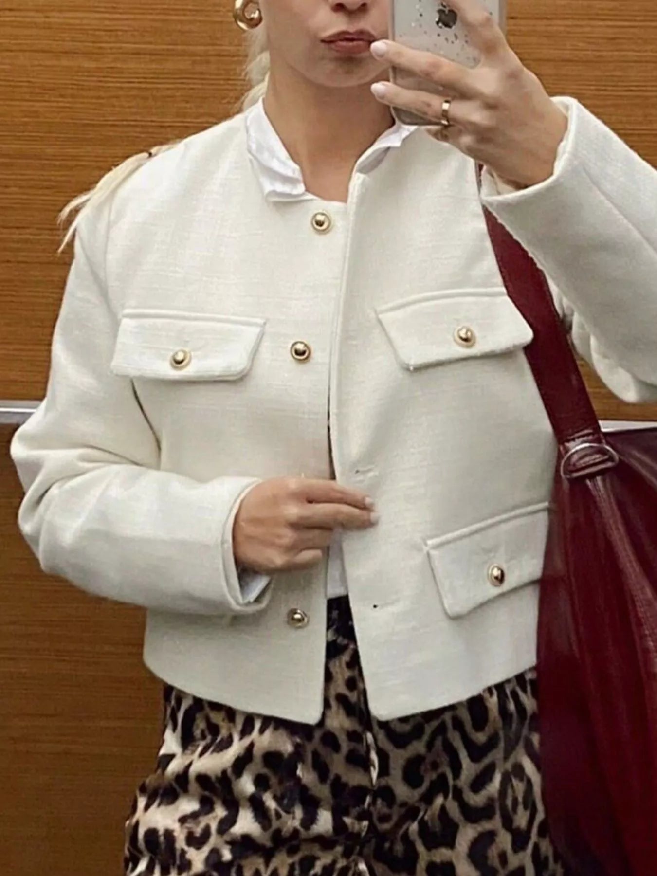 Tweed Button Up Cropped Jacket | Jackets Daverri Fashions