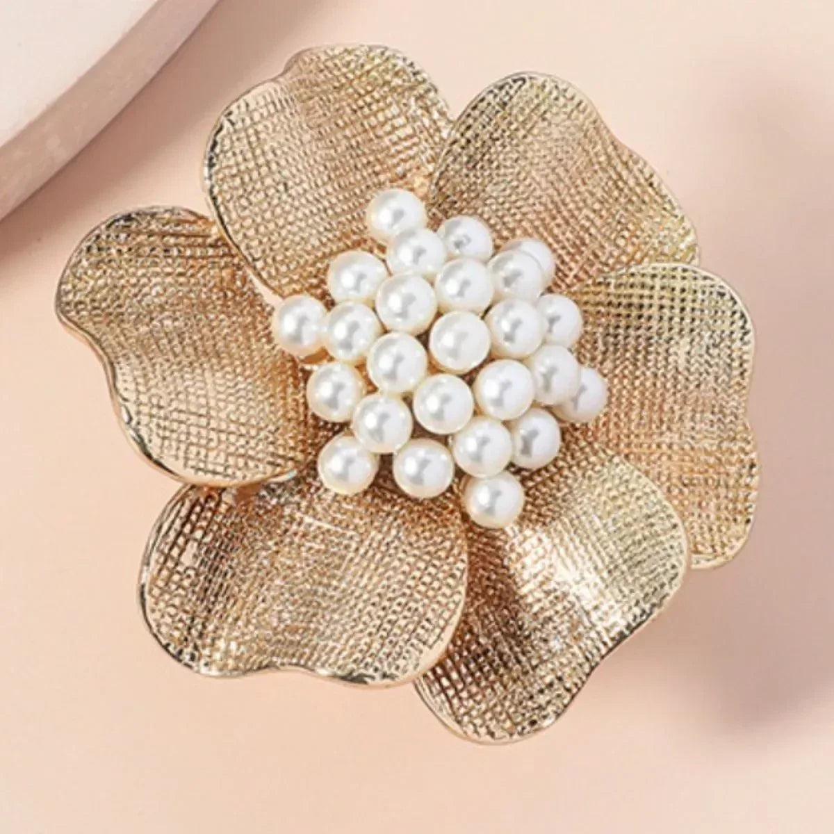 18K Gold-Plated Pearl Flower Ring - DAVERRI FASHIONS